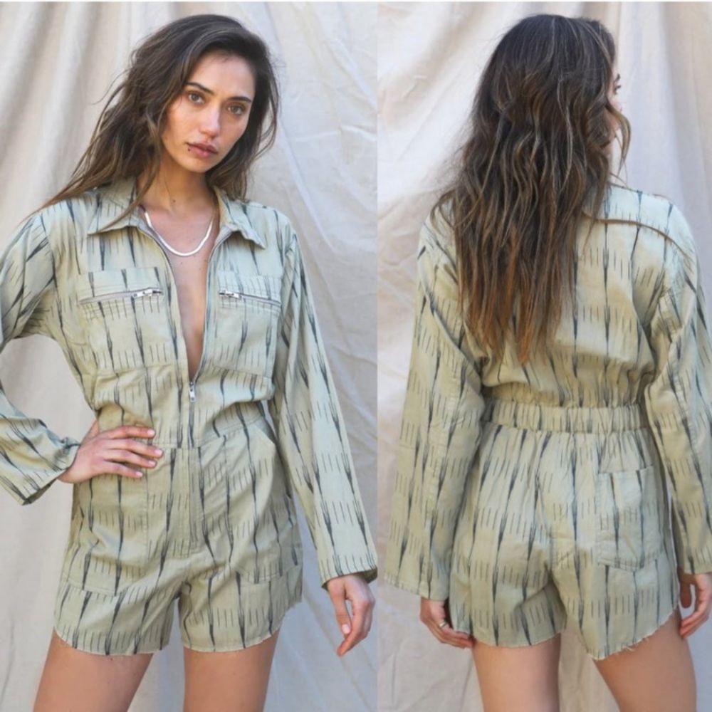 Jen’s Pirate Booty High Desert Palmetto Desert Green Long Sleeve Romper